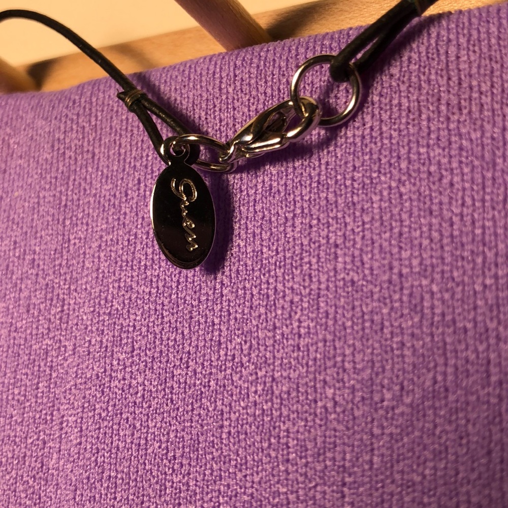 15.5” Guess Black Leather cord necklace w/ pendant